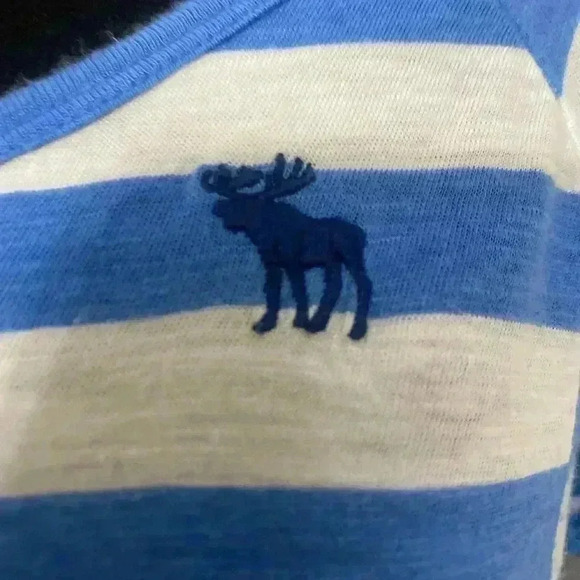 Abercrombie & Fitch Stripped, Cropped Tee. Size, Light Blue & White. Size XS - Picture 2 of 4